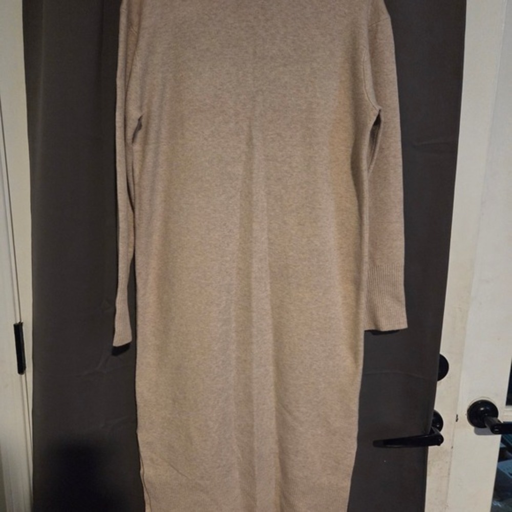 A New‎ Day Beige Ribbed Knit Maxi Sweater, Women's XS Dress, Long Sleeve